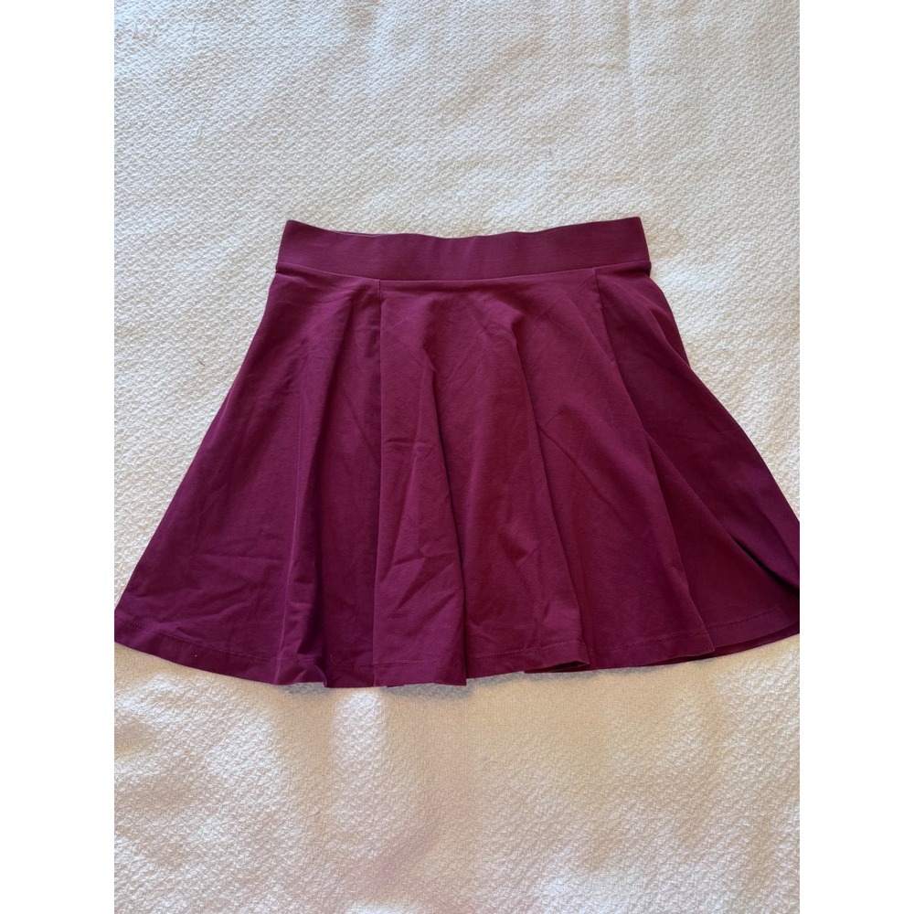 Divided H&M Basic Skater Skirt Burgundy Maroon Cotton Blend Mini Size M